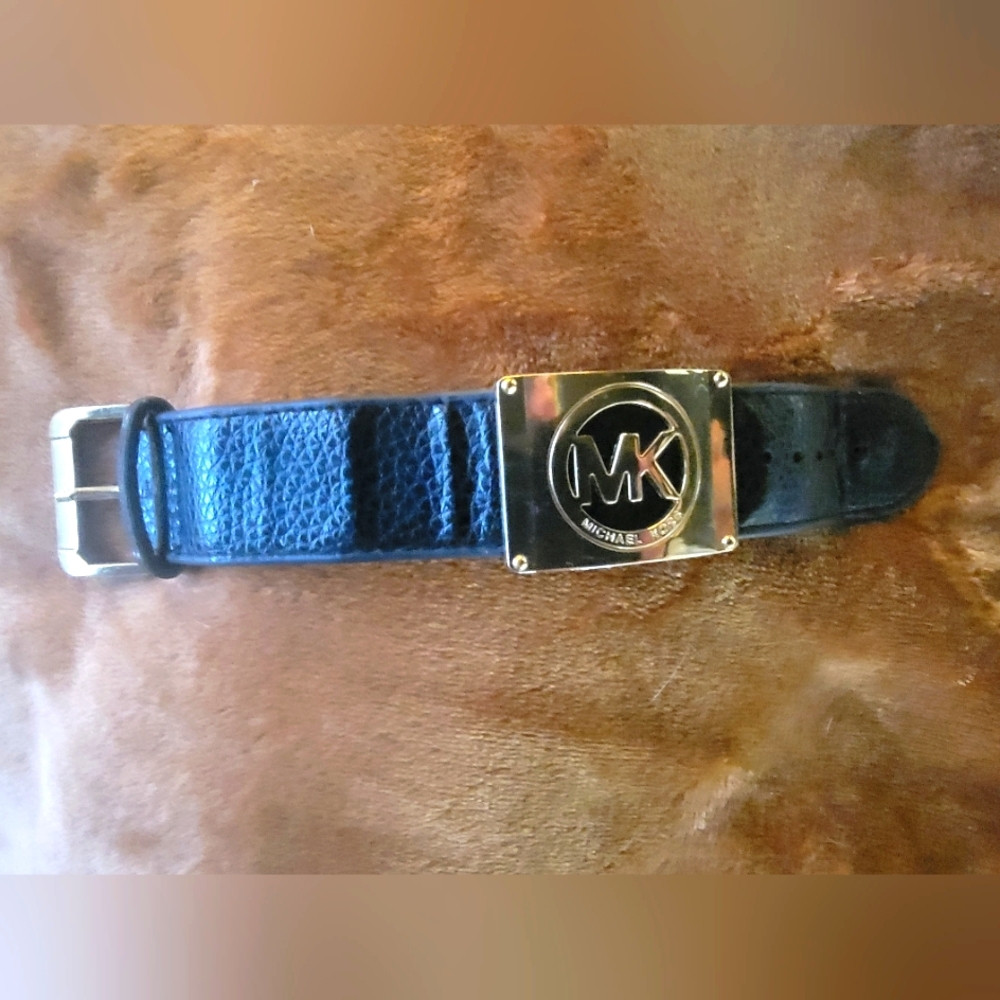 Michael Kors Black Leather with Gold Buckle Bracelet
